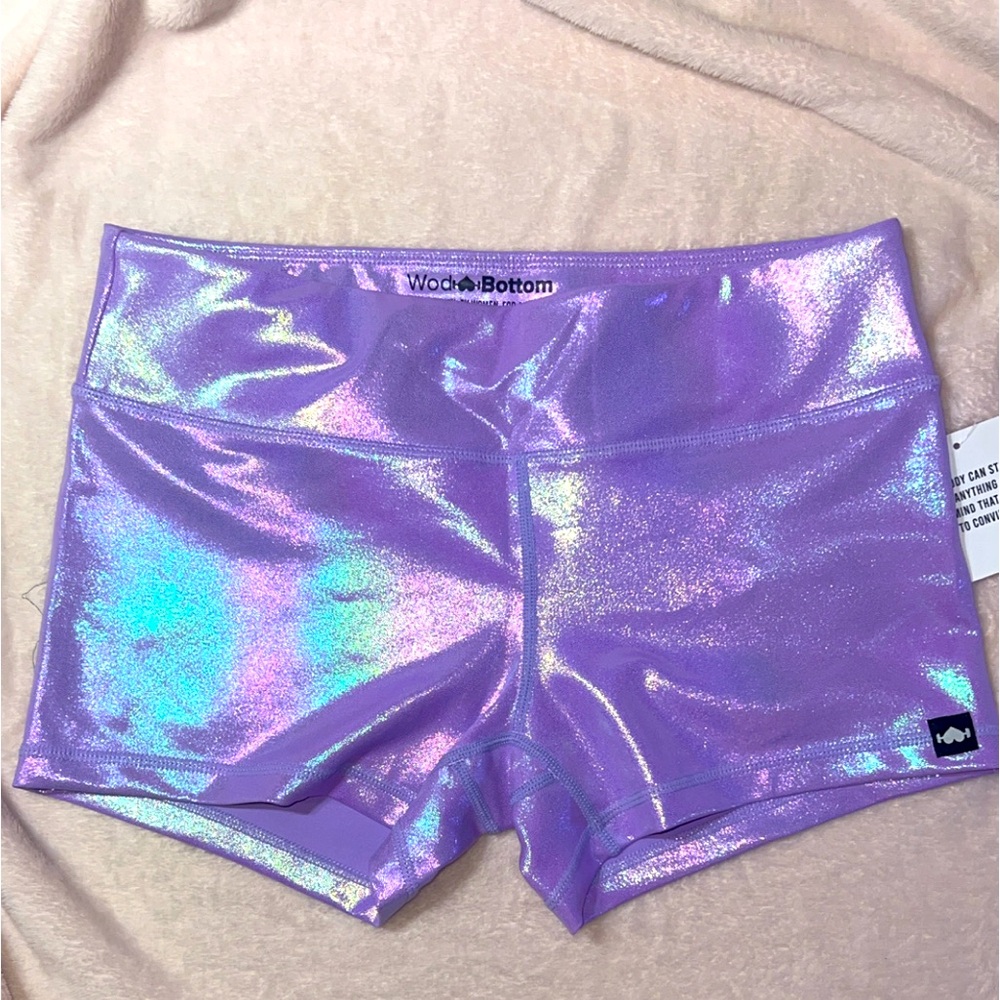 WODBOTTOM Shiny Iridescent Light Purple Shorts